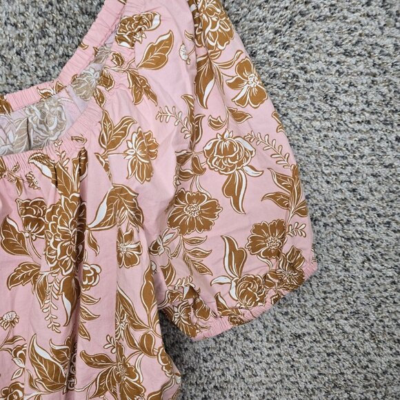 Lane Bryant Top Womens Plus 22/24 Pink Cropped Floral Print Off The Shoulder - Picture 2 of 7